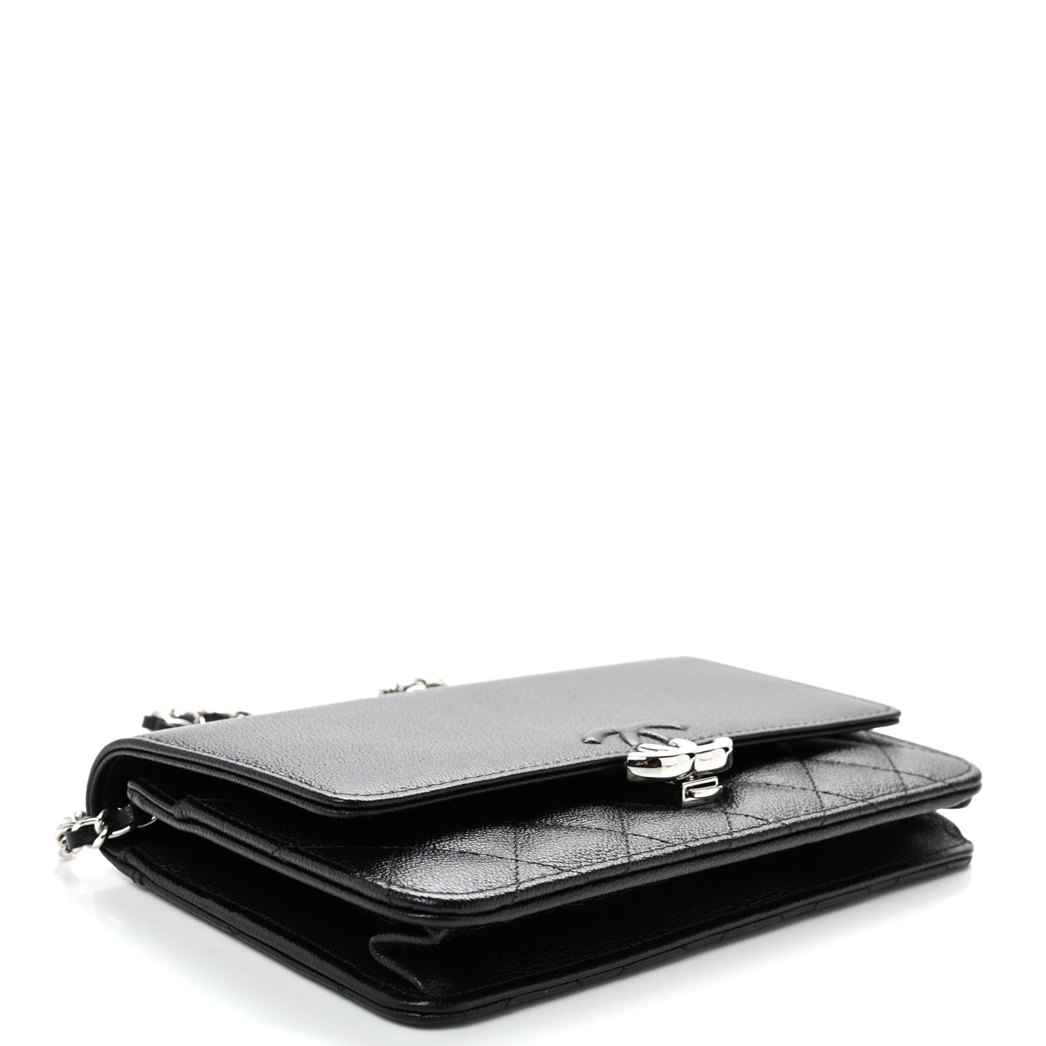 Chanel Grained Calfskin Quilted CC Box Wallet On Chain WOC Black 4 of 11