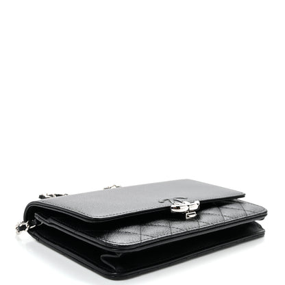 Chanel Grained Calfskin Quilted CC Box Wallet On Chain WOC Black 4 of 11