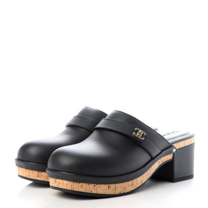 Chanel Calfskin CC Turn Lock Clogs 42 Black 3 of 9