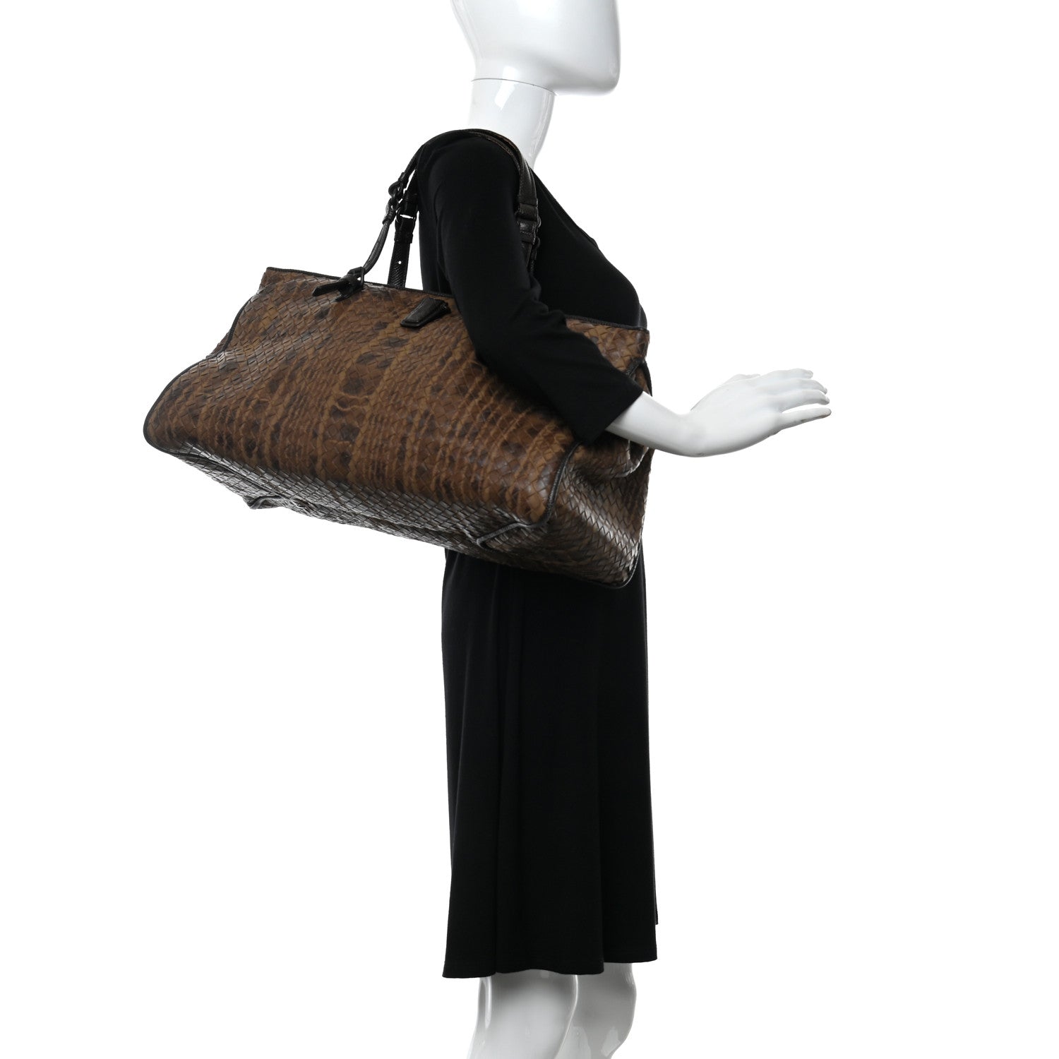 Bottega Veneta Karung Printed Nappa Moire Lizard Intrecciato Tote Multi Oak 2 of 11
