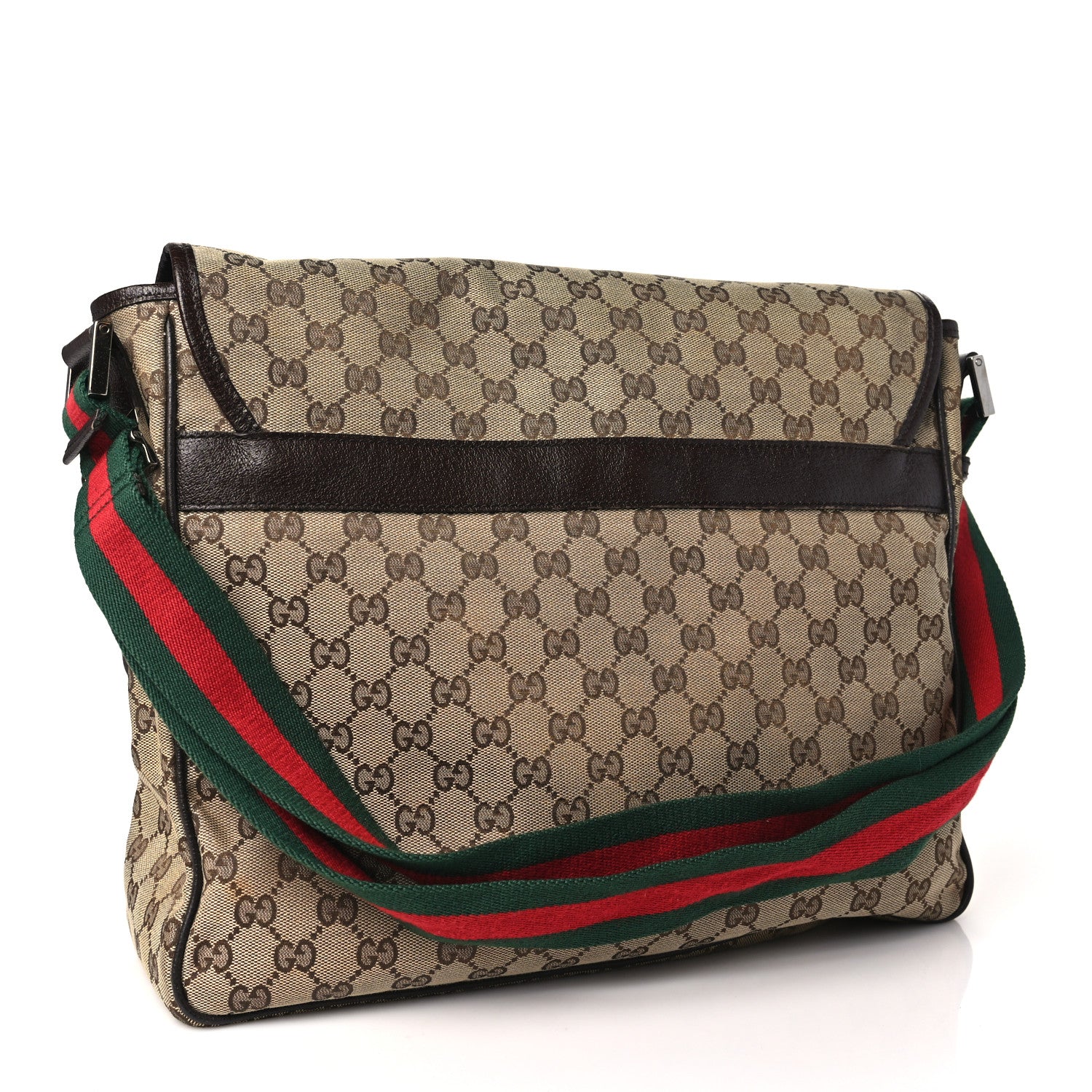 Gucci Monogram Web Medium Flap Messenger Beige Dark Brown 3 of 10