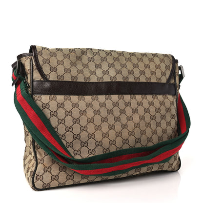 Gucci Monogram Web Medium Flap Messenger Beige Dark Brown 3 of 10