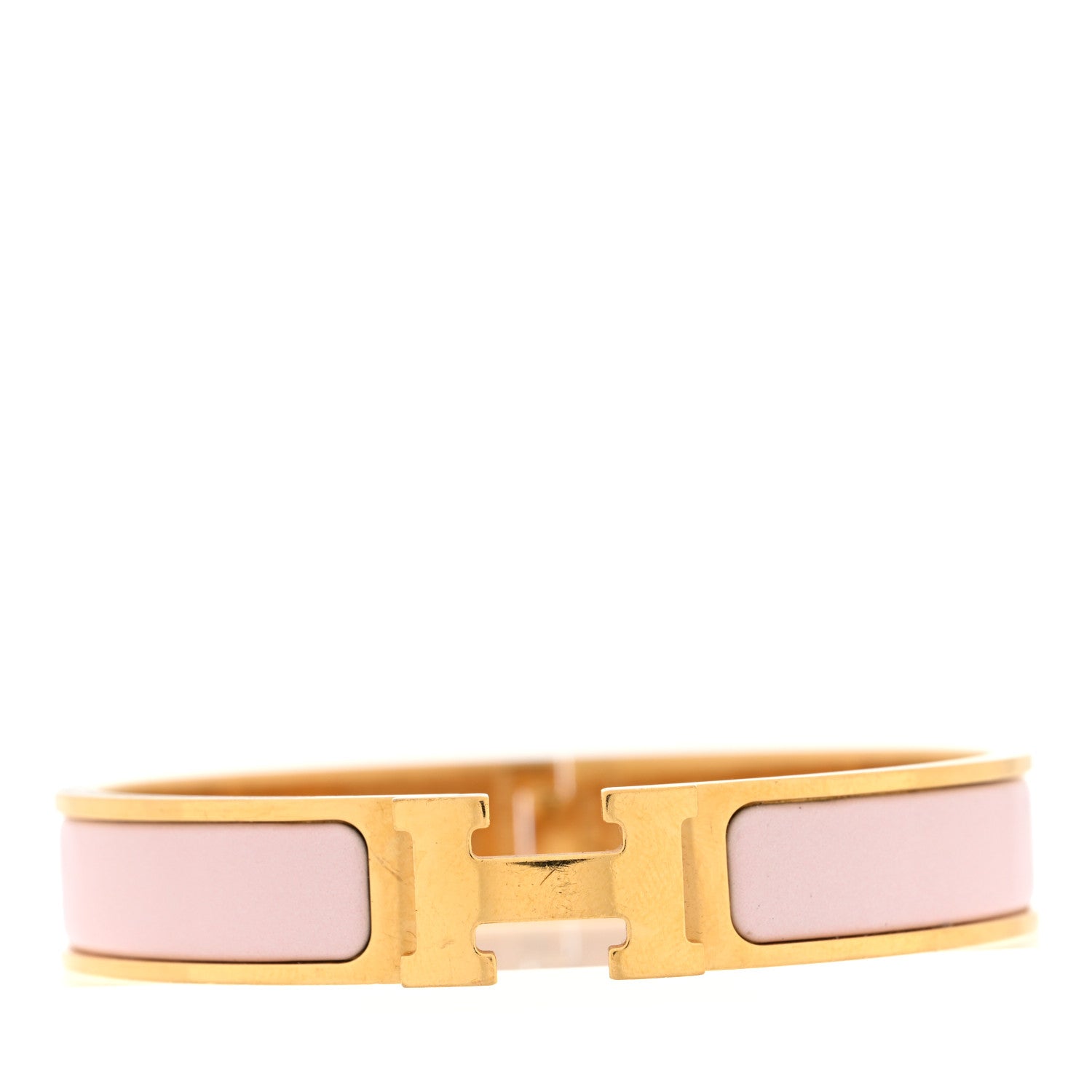 Hermes Enamel Narrow Clic Clac H Bracelet PM Rose Dragee 1 of 4