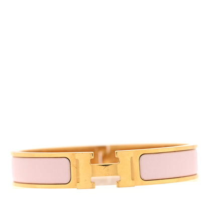 Hermes Enamel Narrow Clic Clac H Bracelet PM Rose Dragee 1 of 4