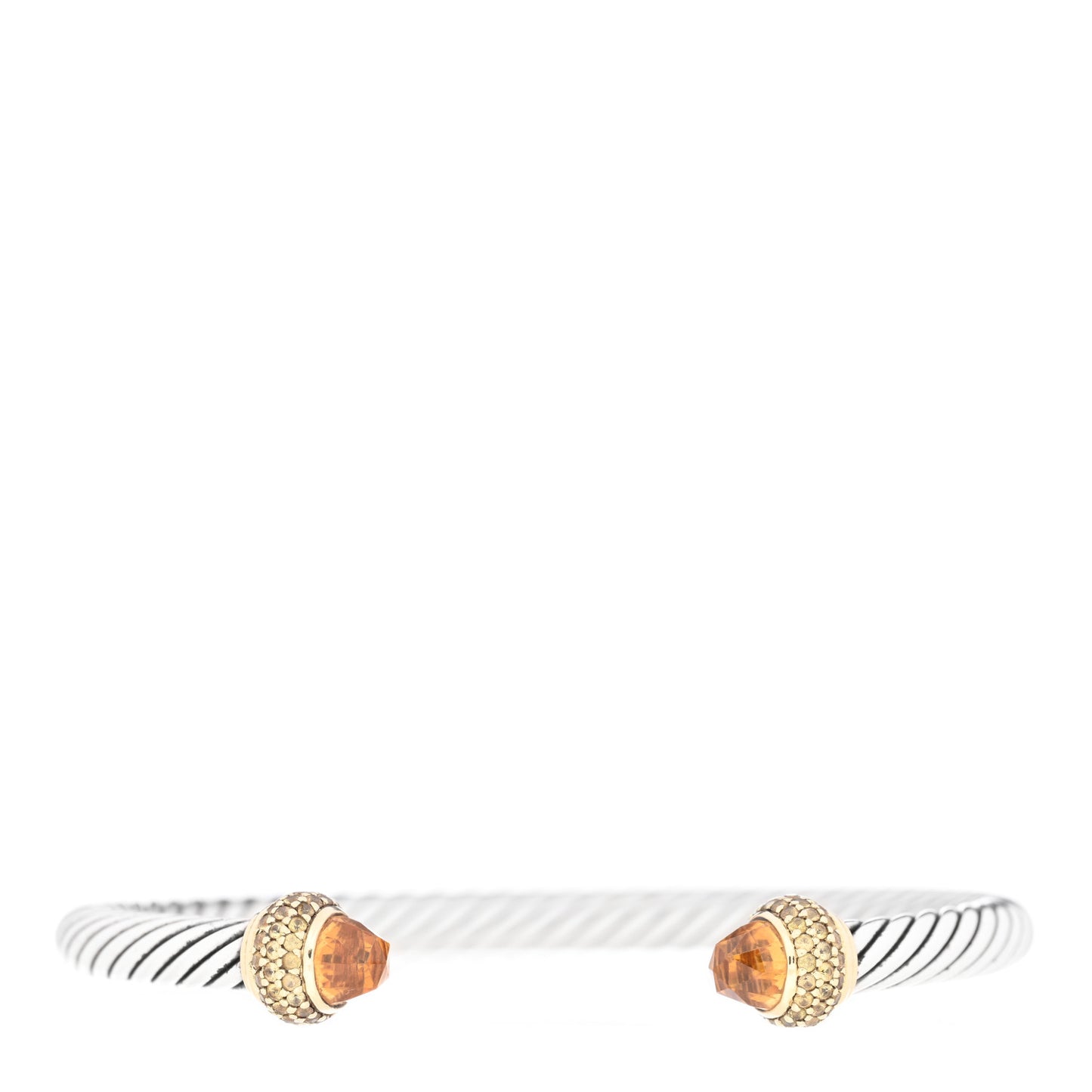 Sterling Silver 18K Yellow Gold Citrine Yellow Sapphire 5mm Candy Cable Bracelet