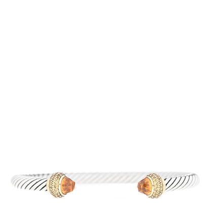 David Yurman Sterling Silver 18K Yellow Gold Citrine Yellow Sapphire 5mm Candy Cable Bracelet 1 of 4