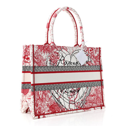 Christian Dior Canvas Embroidered Medium Dioramour D-Royaume Book Tote Red Multicolor 2 of 4