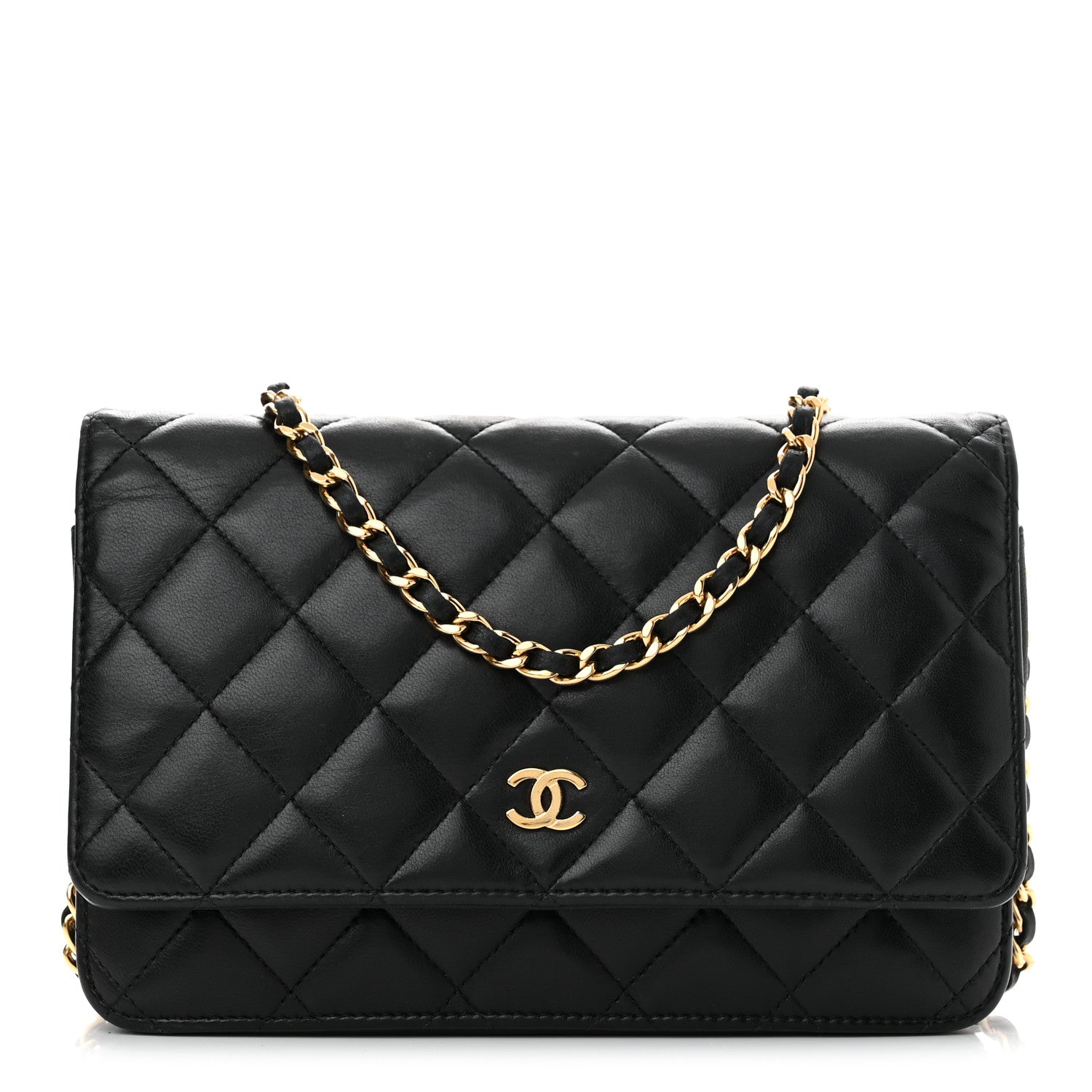 Chanel Lambskin Quilted Wallet On Chain WOC Black 1 of 10
