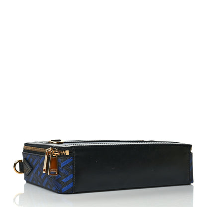 Versace Coated Canvas La Greca Signature Messenger Bag Black Blue 4 of 10