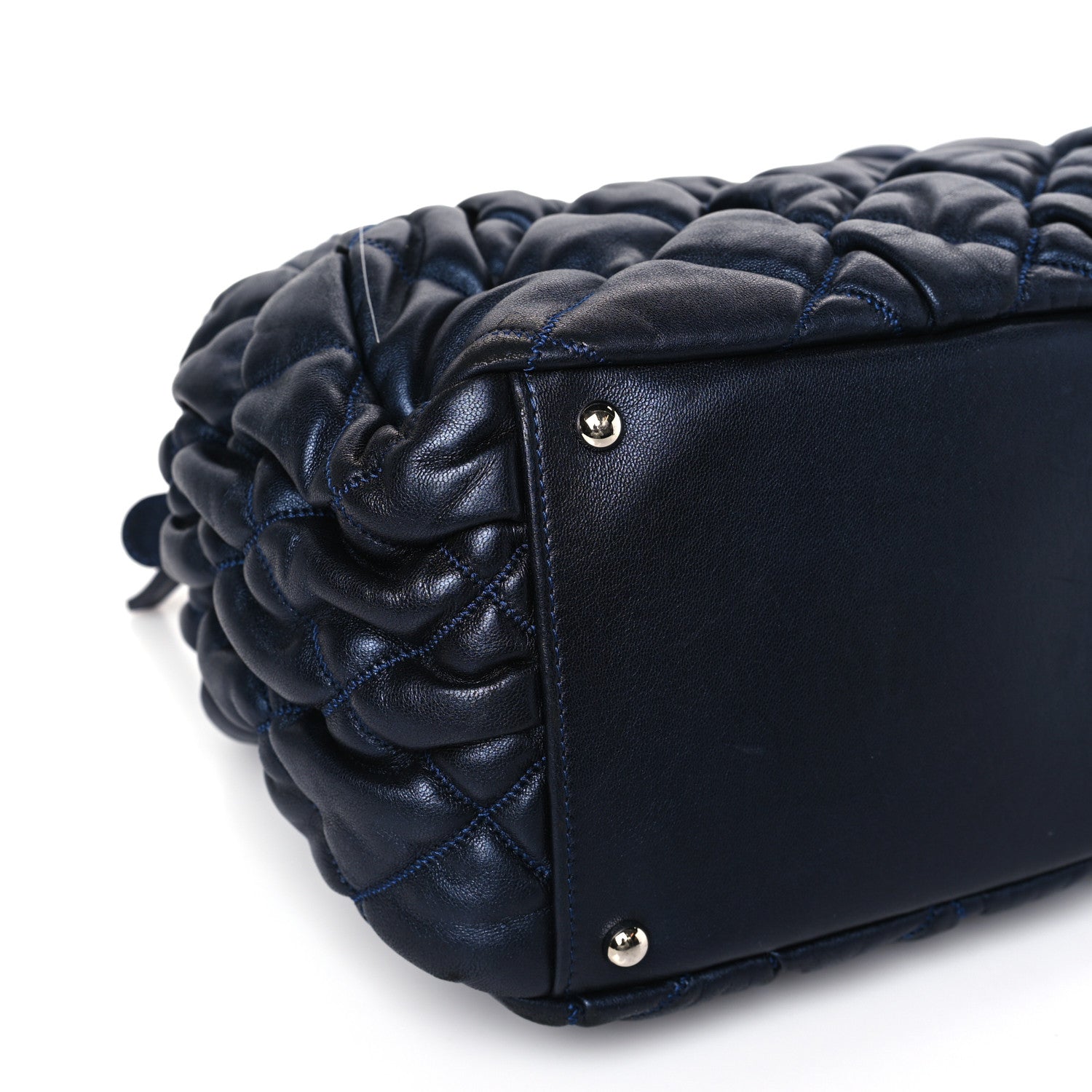 Chanel Calfskin Bubble Quilt Frame Bag Blue 8 of 10