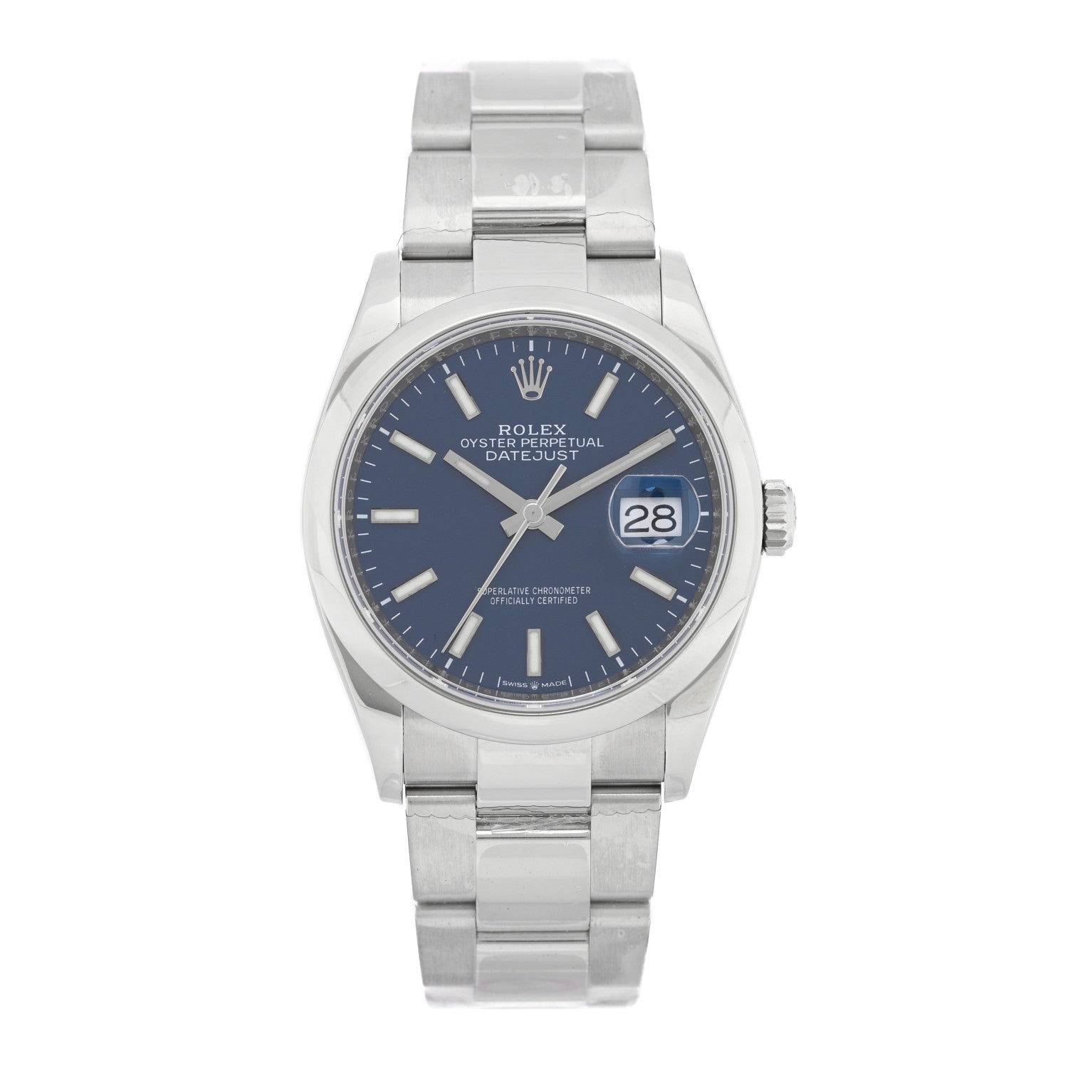 Rolex Stainless Steel 36mm Oyster Perpetual Datejust Watch Bright Blue 126200 1 of 5