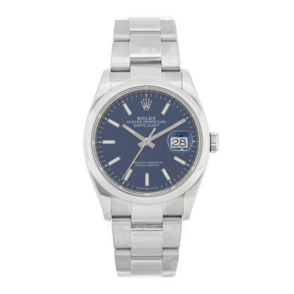 Rolex Stainless Steel 36mm Oyster Perpetual Datejust Watch Bright Blue 126200 1 of 5