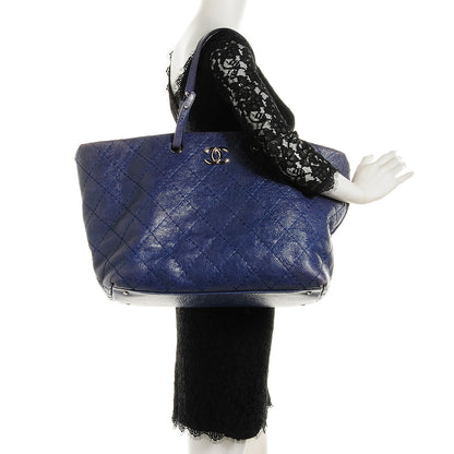 Chanel Glazed Calfskin XL on the Road Tote Dark Blue 2 of 7