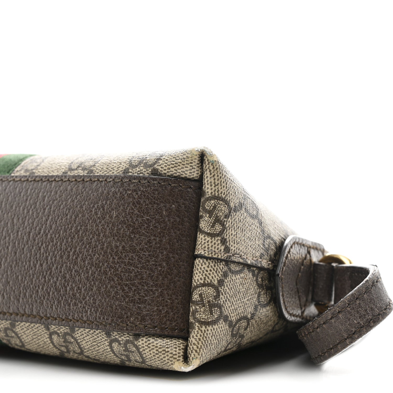 Gucci GG Supreme Monogram Textured Dollar Calfskin Web Small Ophidia Dome Shoulder Bag Beige Ebony New Acero 10 of 12