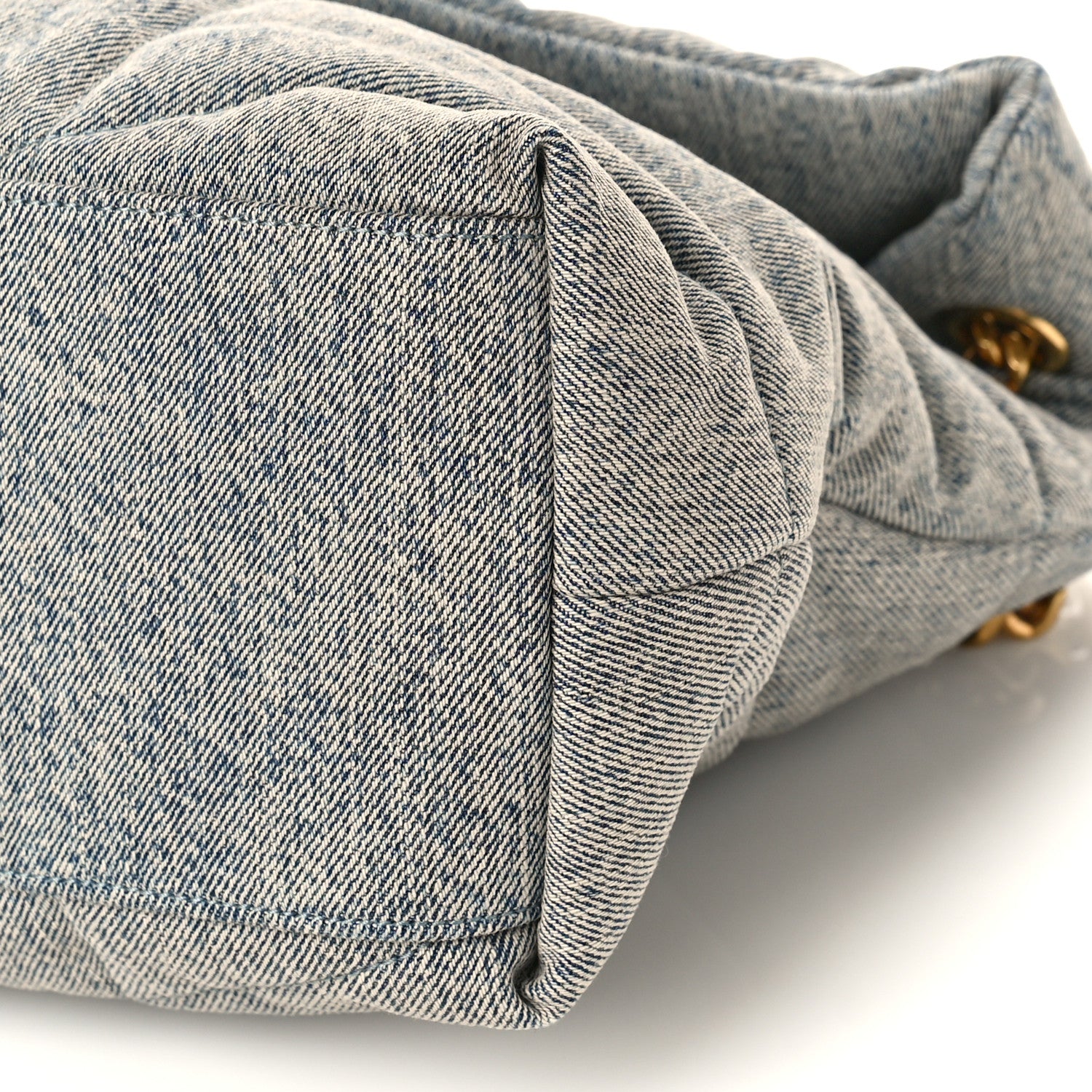 Saint Laurent Denim Quilted Medium Loulou Puffer Monogram Chain Satchel Azur 7 of 7