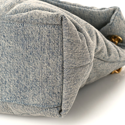 Saint Laurent Denim Quilted Medium Loulou Puffer Monogram Chain Satchel Azur 7 of 7