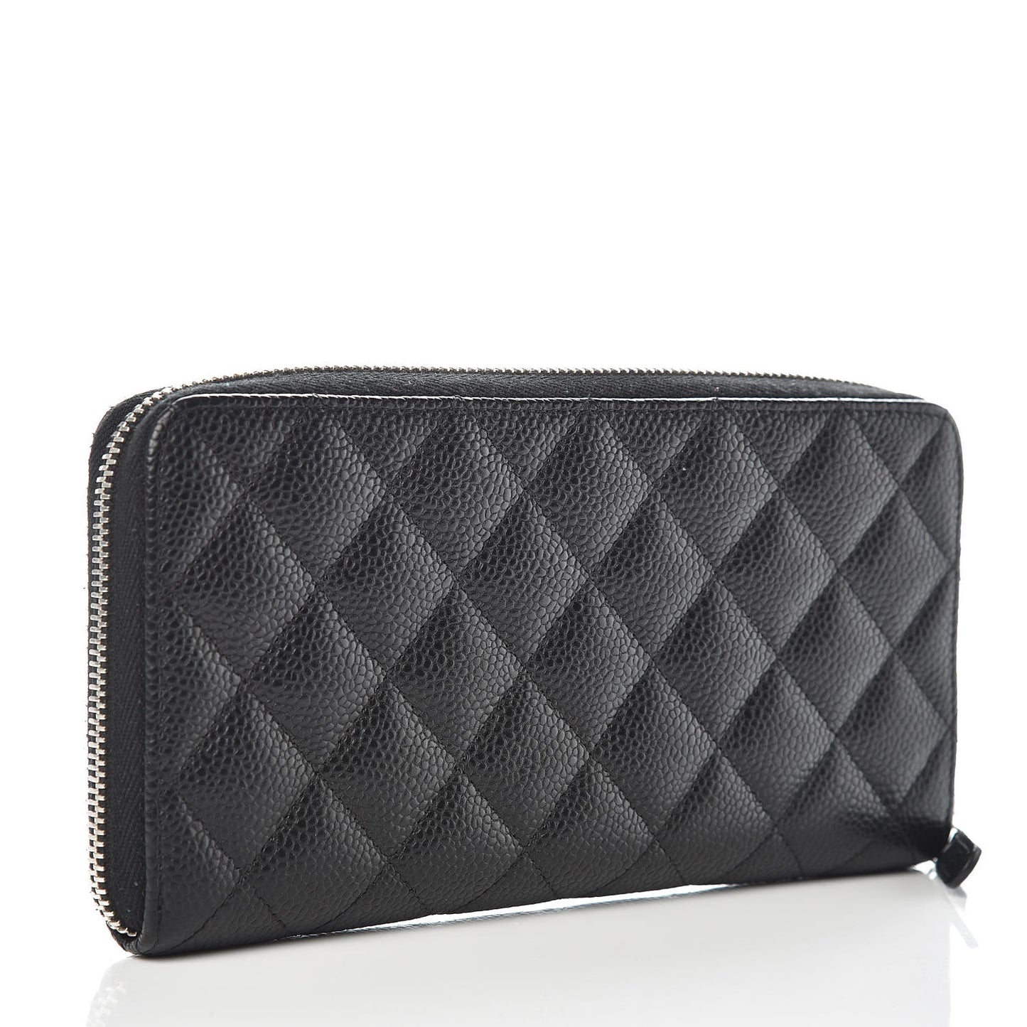Caviar Quilted Large Gusset Zip Around Wallet Black