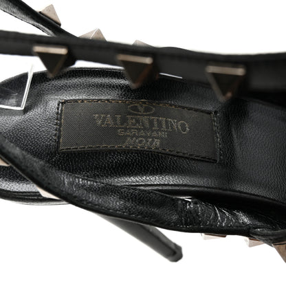 Valentino Garavani Calfskin Nappa Rockstud Ankle Strap 100mm Pumps 37 Black 8 of 8