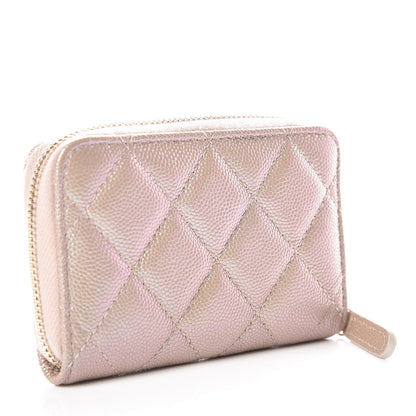 Chanel Iridescent Caviar Quilted Zip Coin Purse Beige 3 of 10
