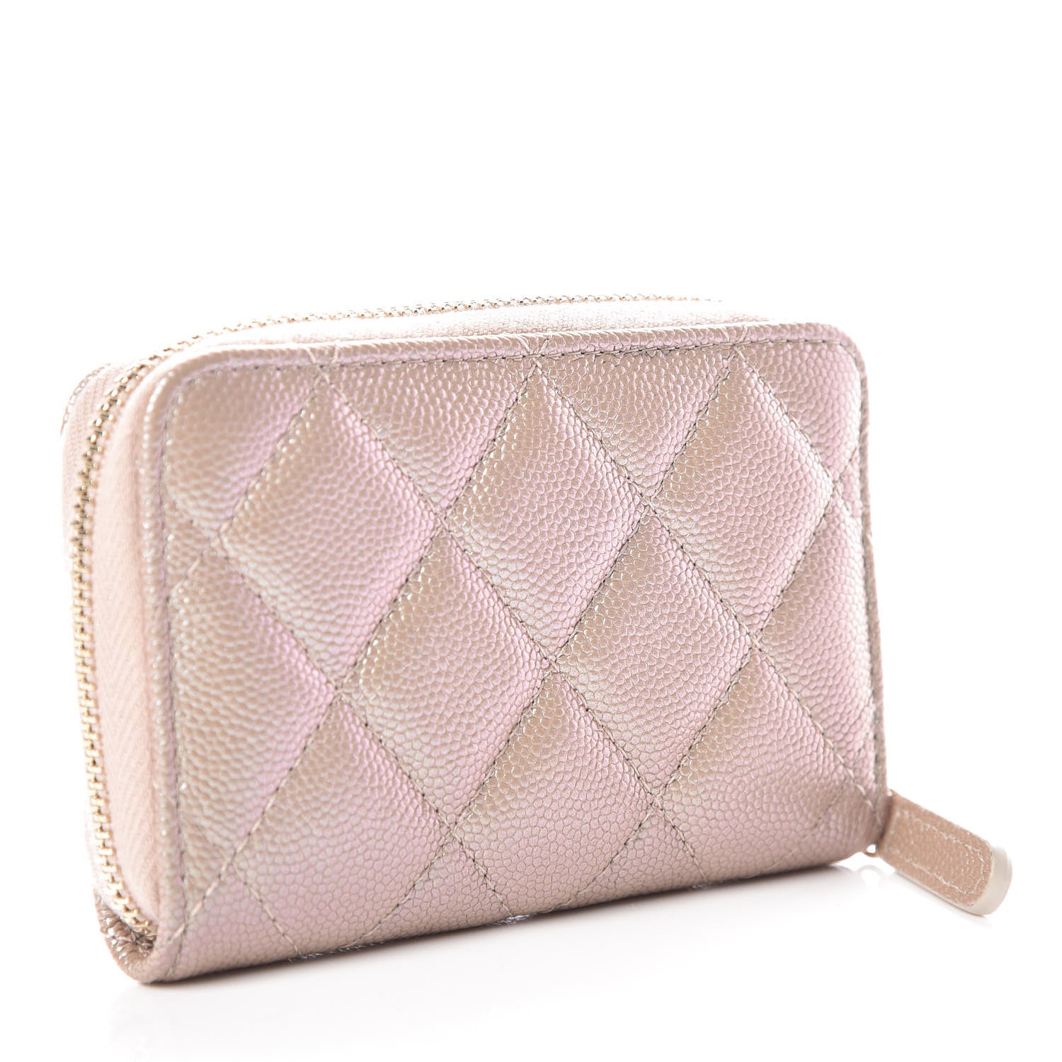 Chanel Iridescent Caviar Quilted Zip Coin Purse Beige 3 of 10