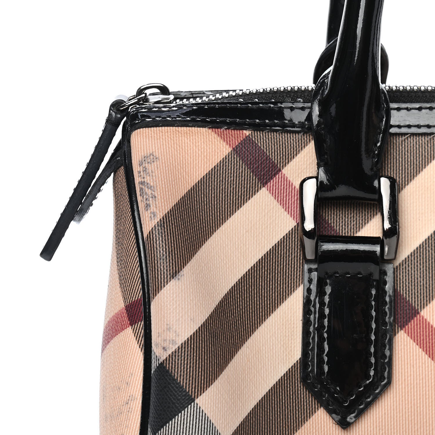 Burberry Supernova Check Patent Small Chester Bowling Bag Black 10 of 13