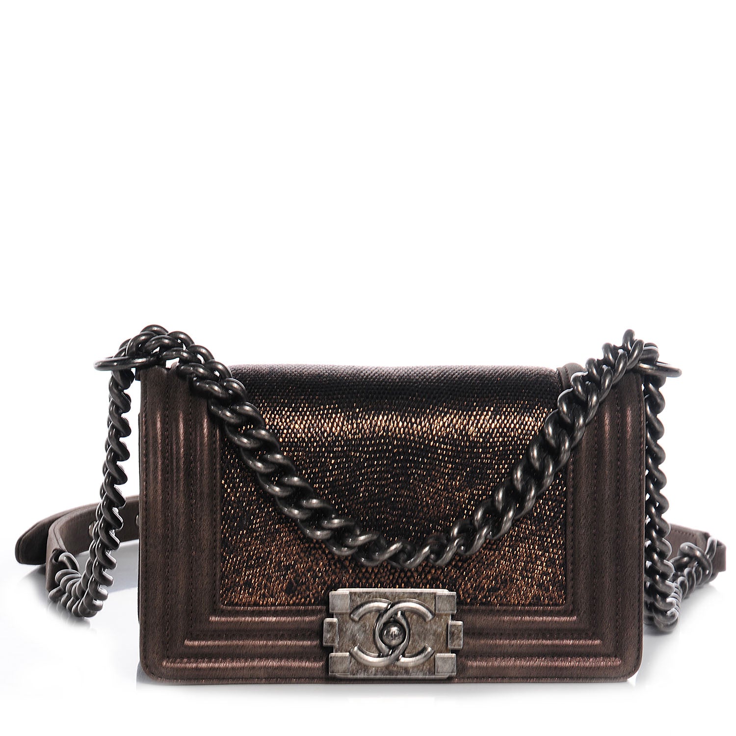 Chanel Metallic Lizard Small Boy Flap Bronze 1 of 9