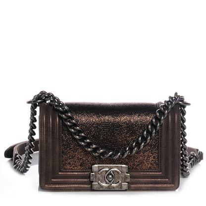 Chanel Metallic Lizard Small Boy Flap Bronze 1 of 9