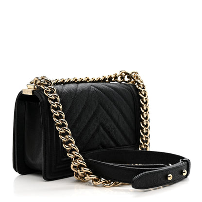 Chanel Iridescent Caviar Chevron Quilted Small Boy Flap Black 3 of 10