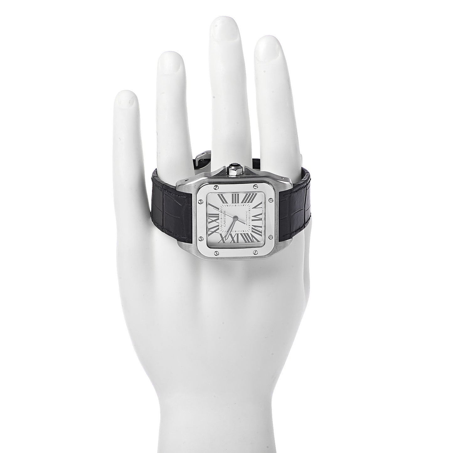 Stainless Steel Alligator 38mm Santos 100 Automatic Watch