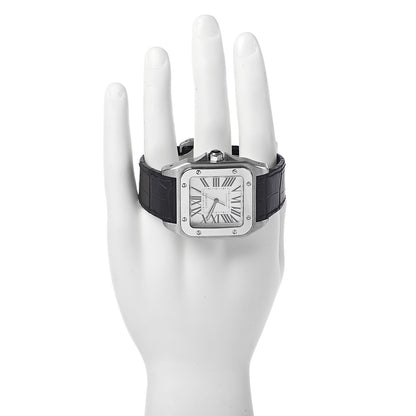 Cartier Stainless Steel Alligator 38mm Santos 100 Automatic Watch 2 of 9