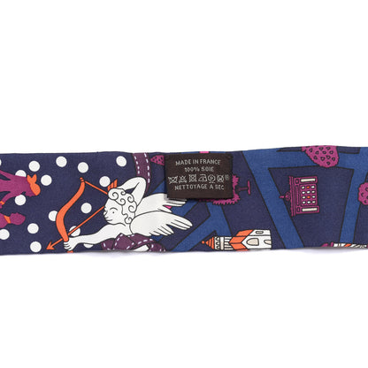Hermes Silk Les Nouveaux Amoureux de Paris Twilly Marine Violet White 3 of 4