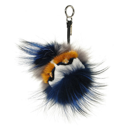 Fendi Mink Fox Rabbit Fur Crystal Glamoroso Monster Bag Charm Black Blue Grey 1 of 5