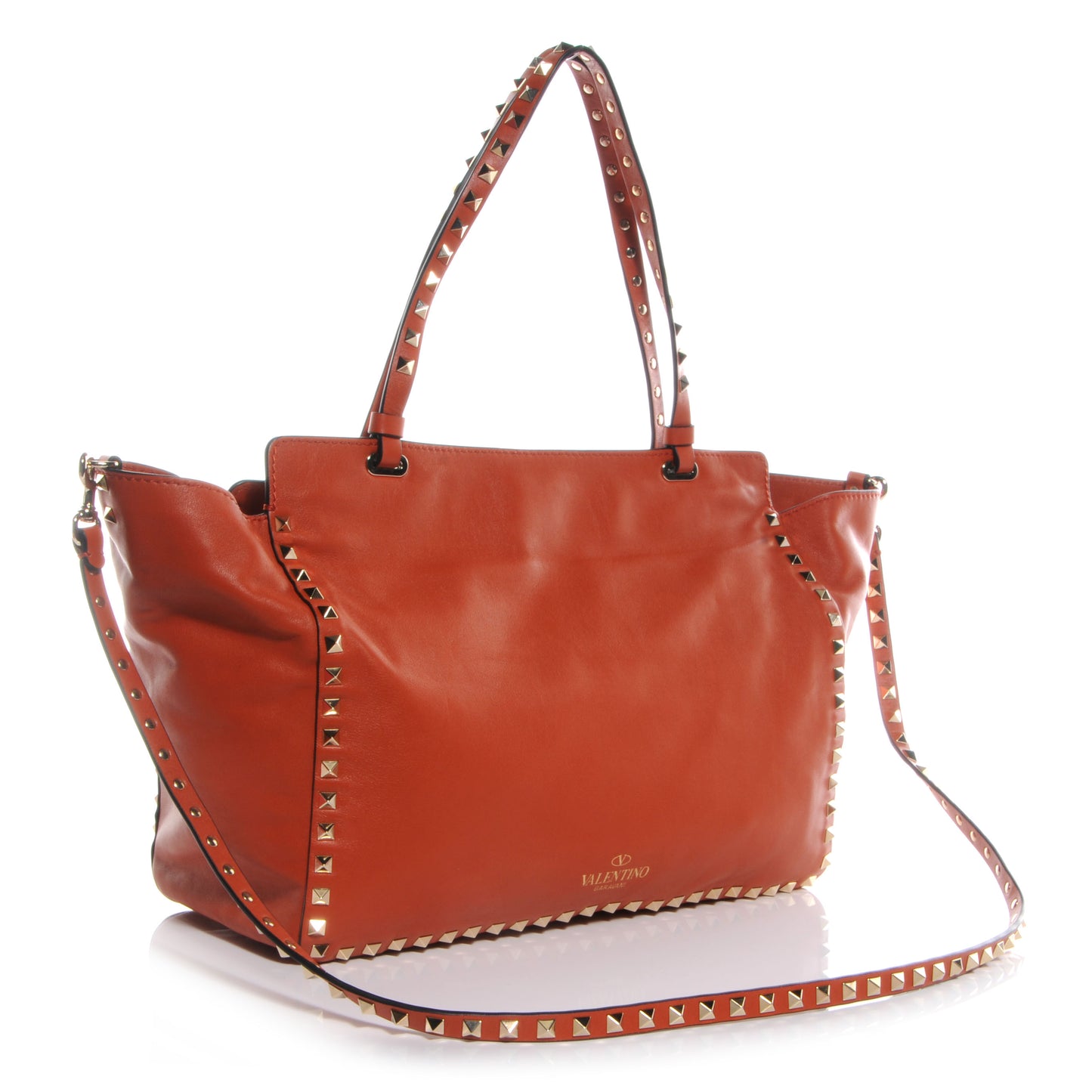 Vitello Medium Rockstud Tote English Red