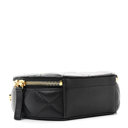 Chanel Lambskin Metal Quilted Small Top Handle Round Shoulder Bag Black 4 of 11