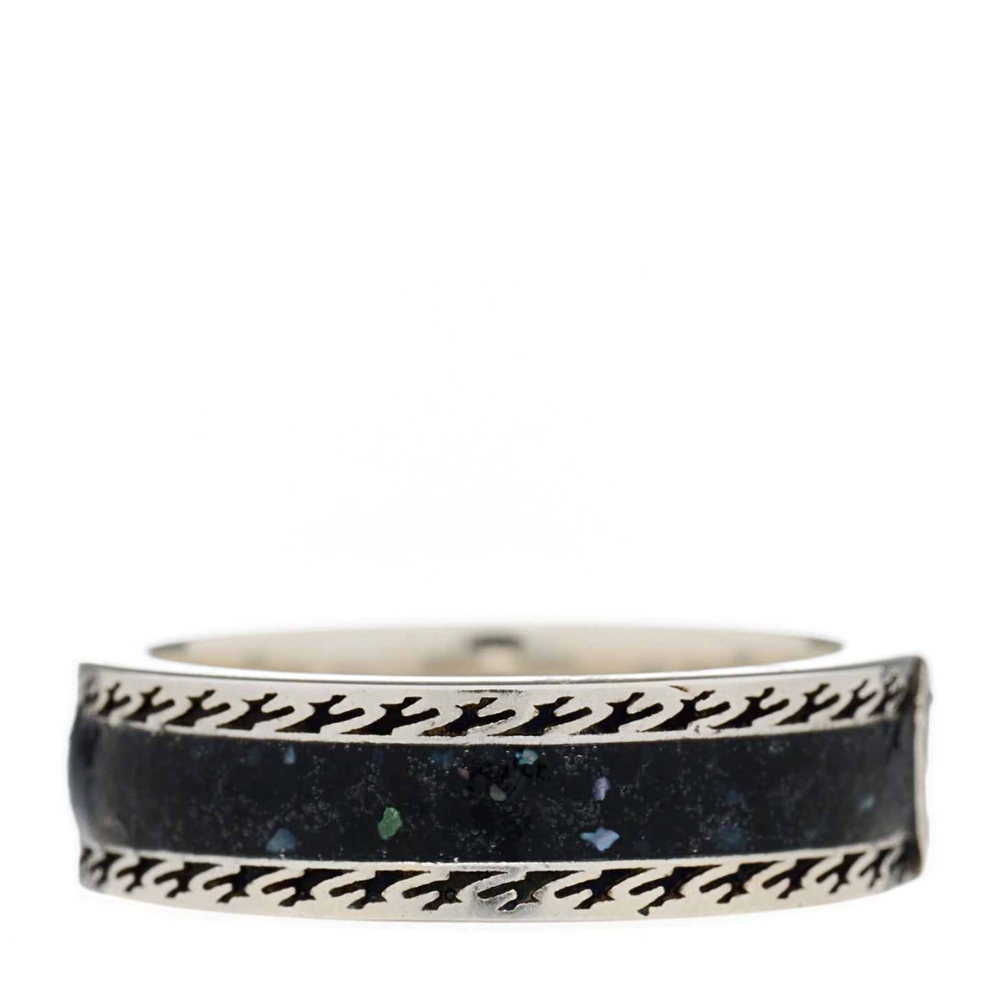 Sterling Silver Enamel Interlocking G Band Ring 54 7