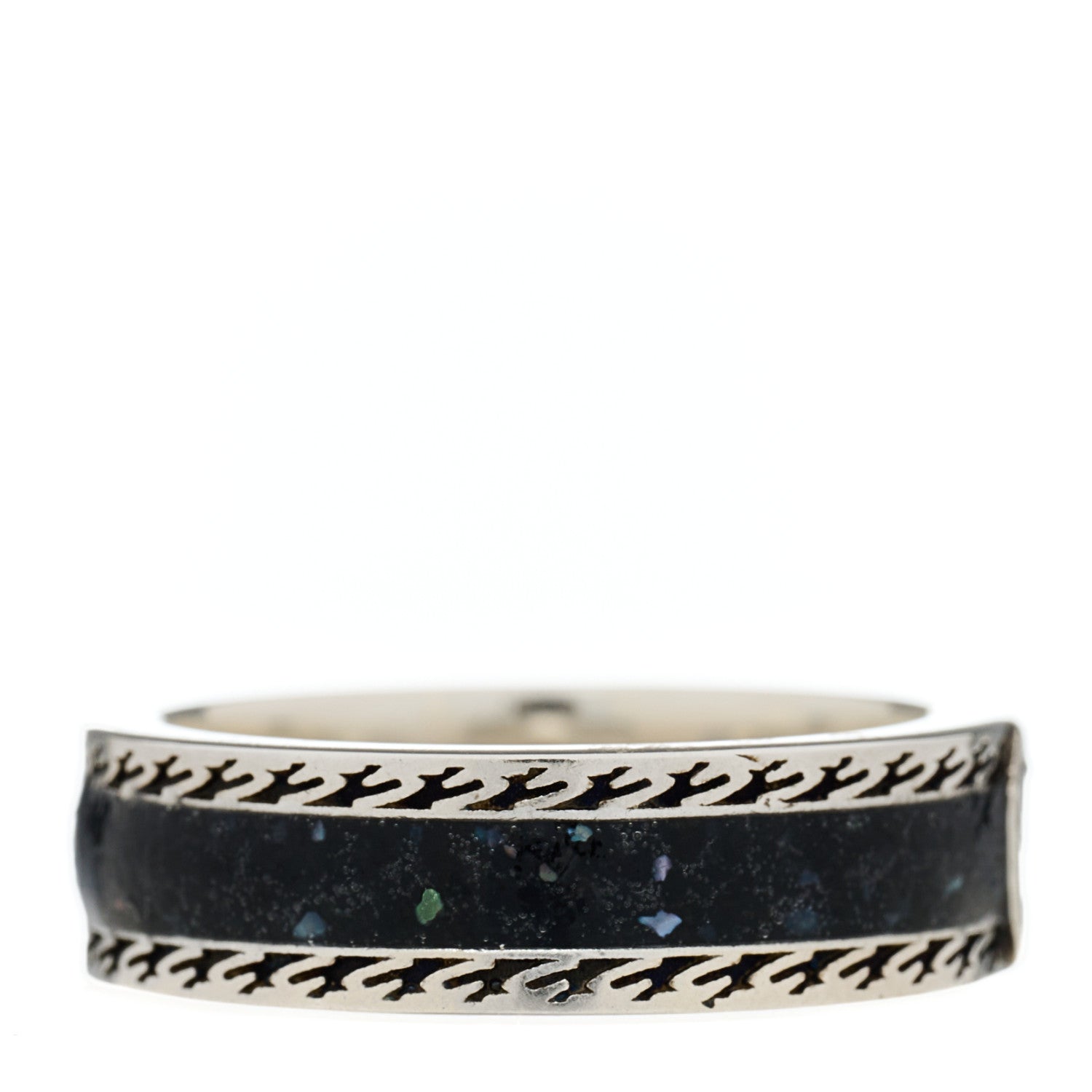 Gucci Sterling Silver Enamel Interlocking G Band Ring 54 7 3 of 6
