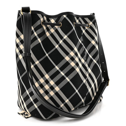 Burberry Check Medium Bucket Bag Black Calico 3 of 9