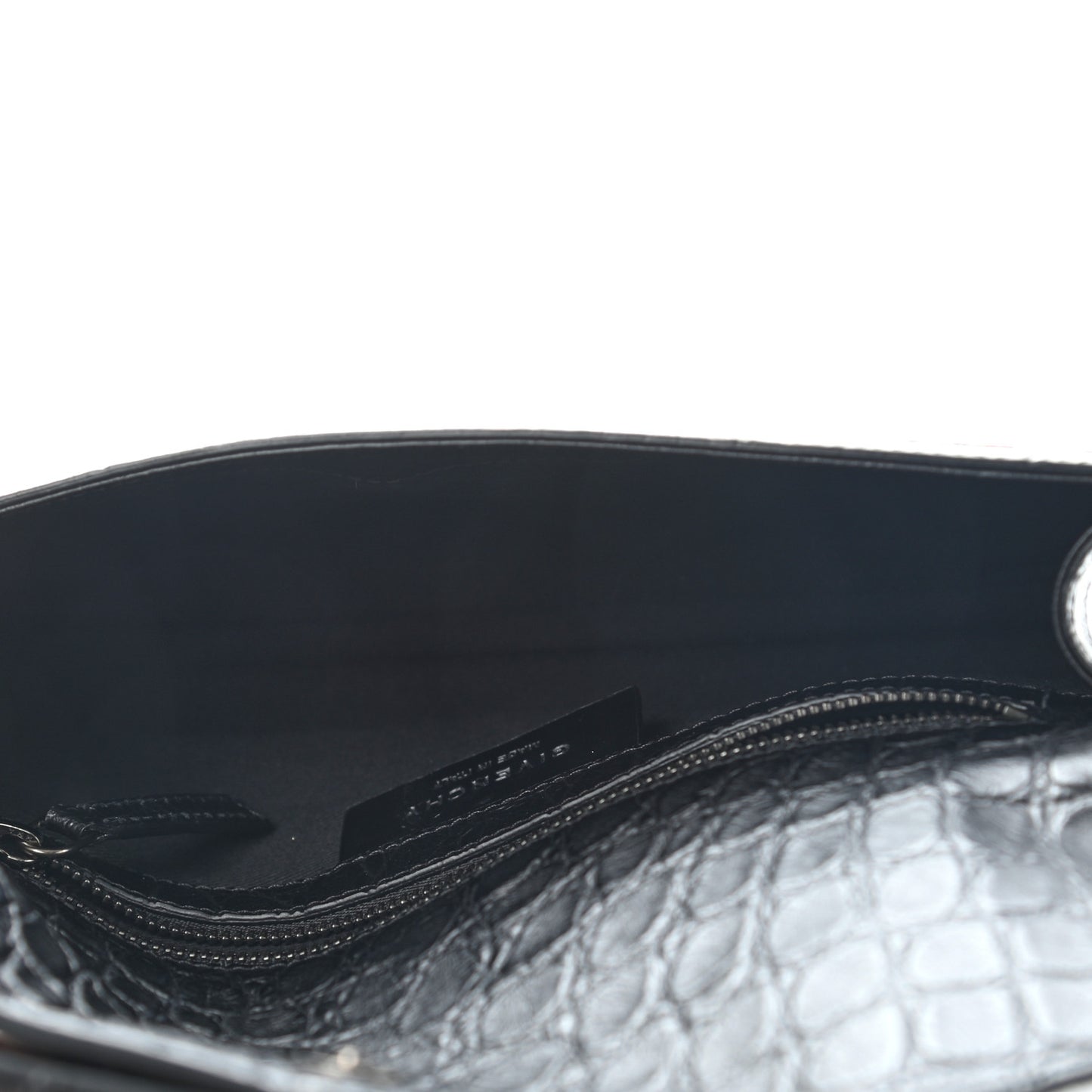 Calfskin Crocodile Embossed Antigona Evening Clutch Black