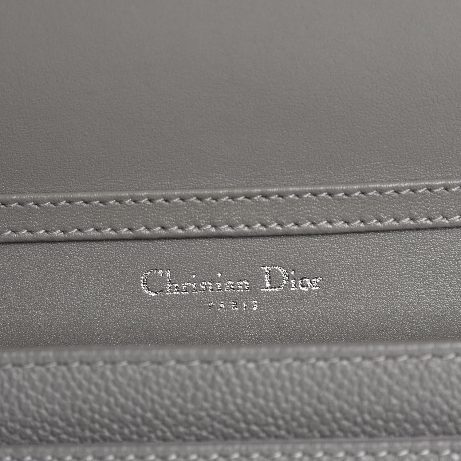 Christian Dior Grained Calfskin Diorama Wallet on Chain Pouch Gris 7 of 8