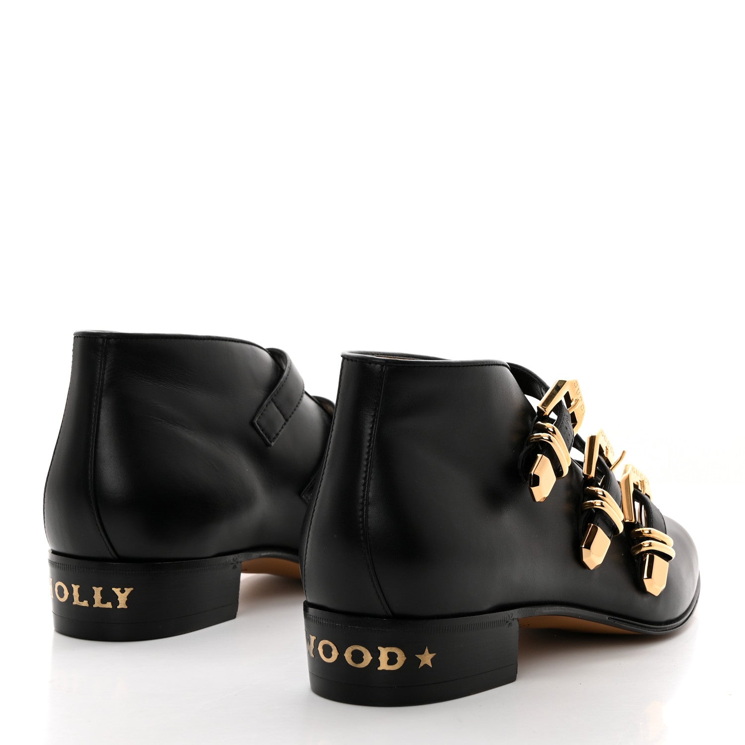 Gucci New Waxed Calfskin Buckle Hollywood Ankle Boots 40.5 Black 4 of 9