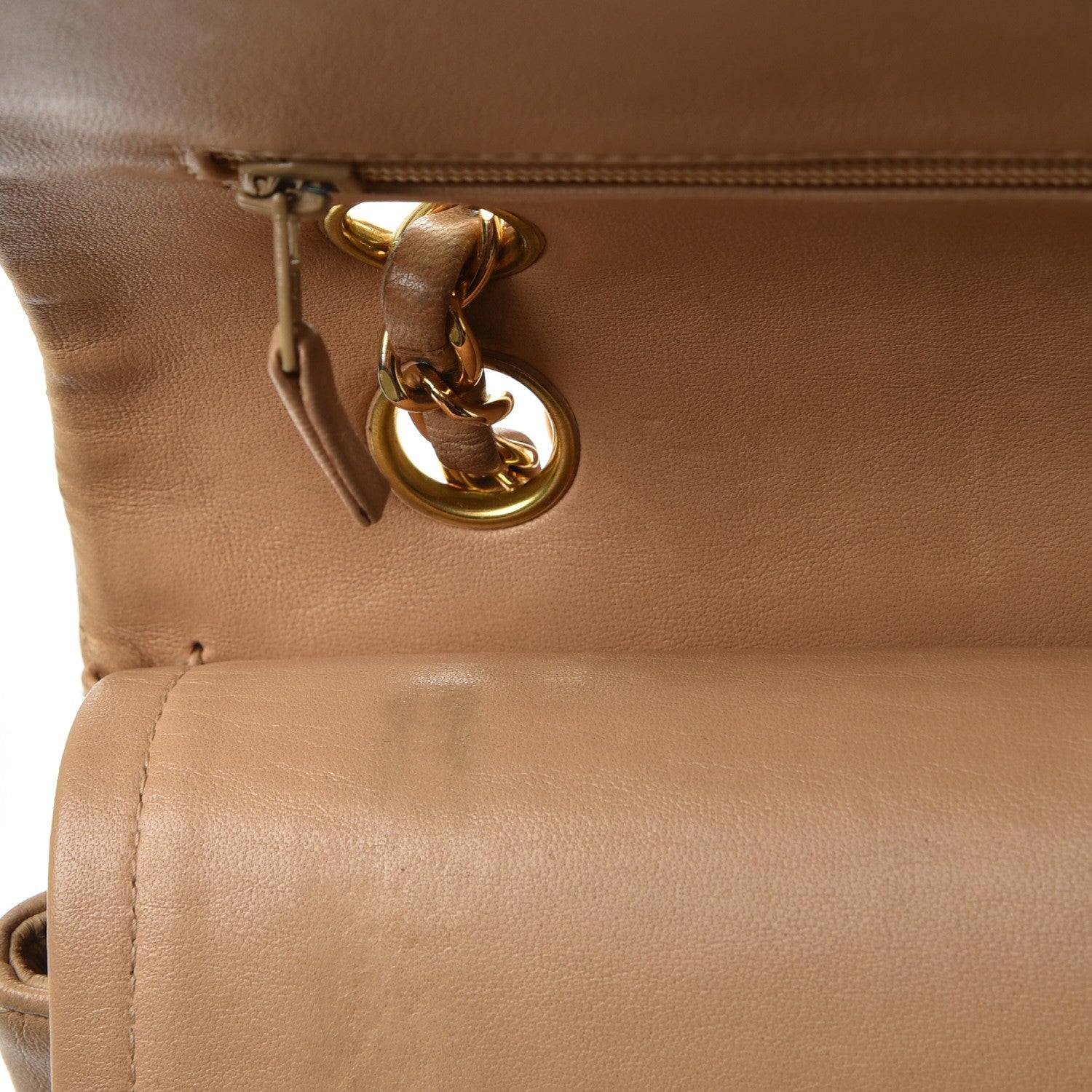 Chanel Lambskin Quilted Medium Double Flap Beige 10 of 20