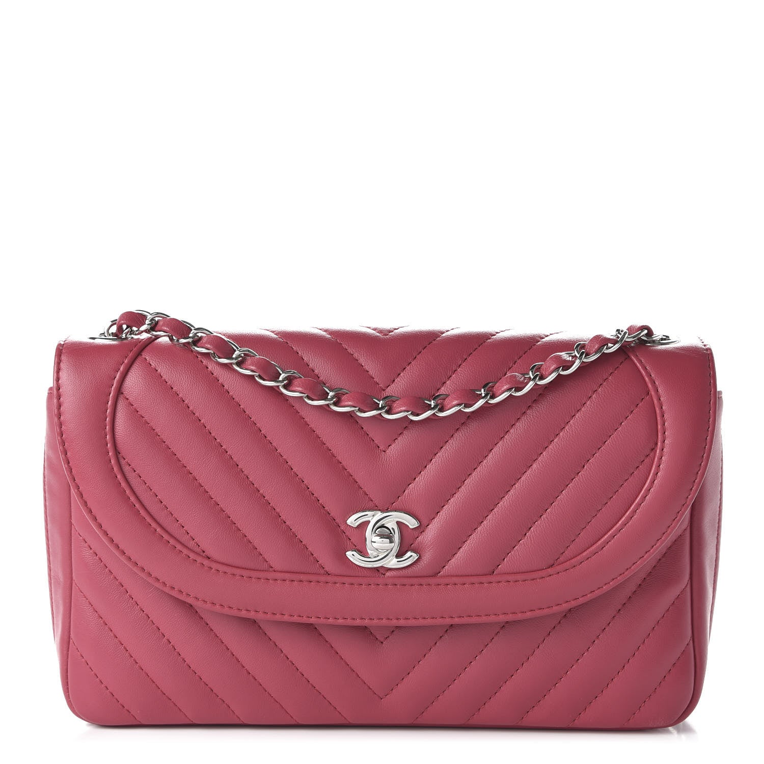 Chanel Lambskin Chevron Medium Single Flap Fuchsia 1 of 11