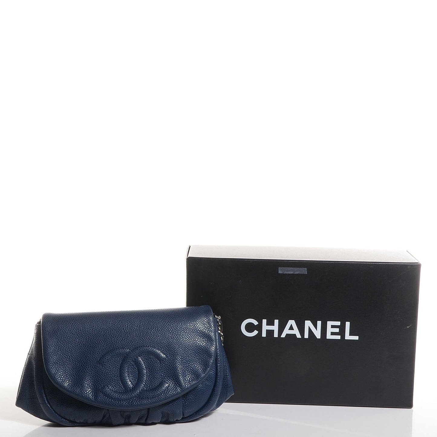 Caviar Half Moon Wallet On Chain WOC Navy Blue