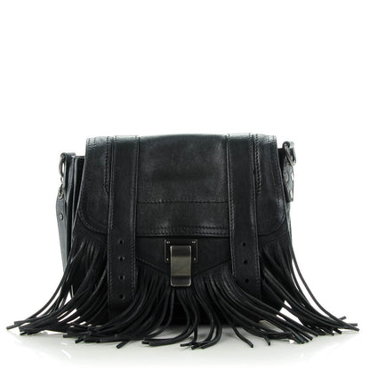 Proenza Schouler Lambskin Fringed PS1 Crossbody Pouch Black 1 of 9