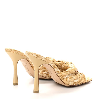 Bottega Veneta Raffia Twisted Intrecciato Stretch Mule Sandals 37 Macadamia 5 of 10