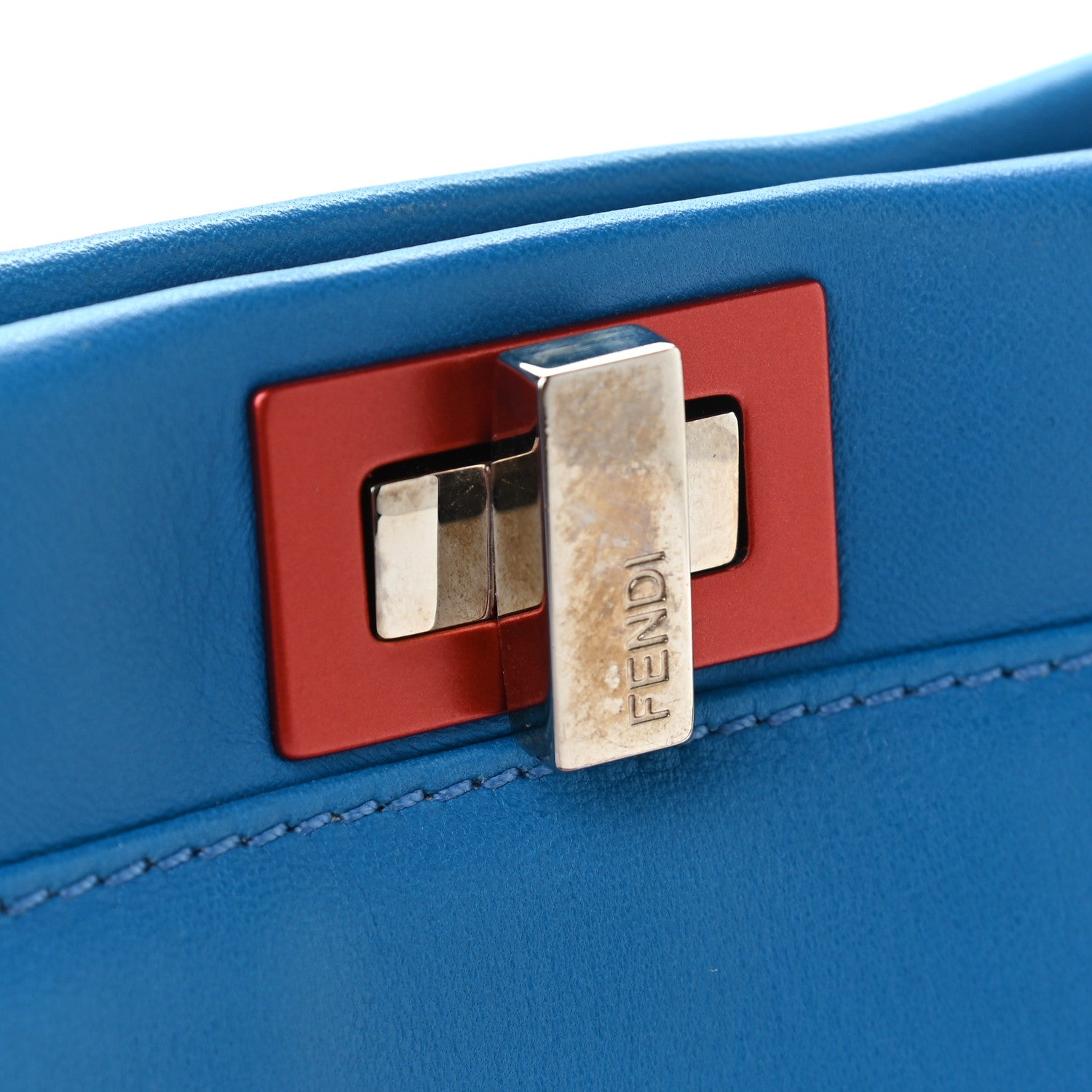 Fendi Nappa Colorblock Mini Peekaboo Iconic Satchel Blue Royal Papavero Cuoio 11 of 11