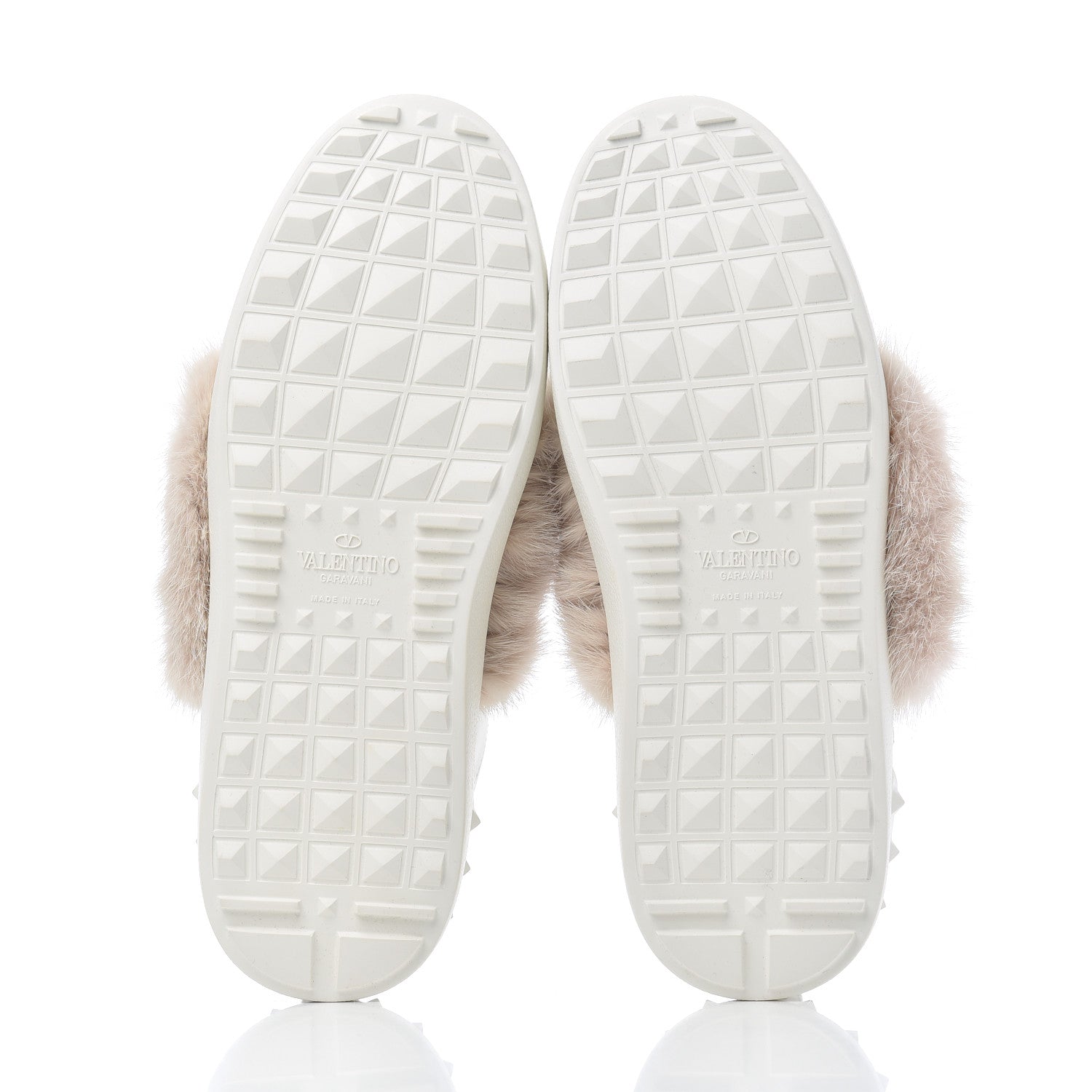 Valentino Garavani Calfskin Mink Fur Sneakers 36 White Rosa 5 of 9