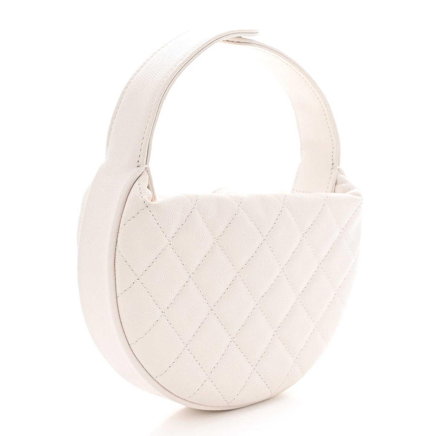 Caviar Quilted Polly Pocket Pouch Hobo White