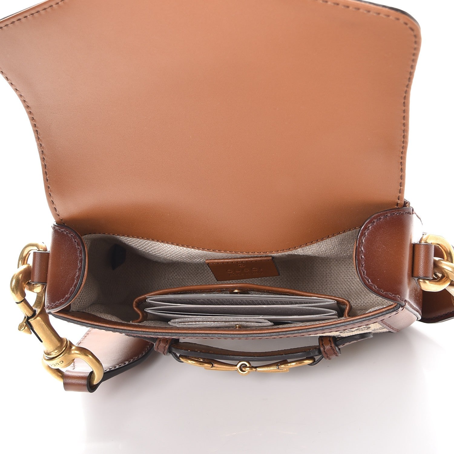 Gucci Monogram Small Lady Web Shoulder Bag Beige Cuir 5 of 7