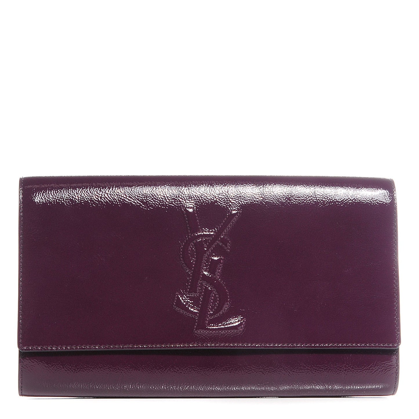 Textured Patent Large Belle De Jour Clutch Violet